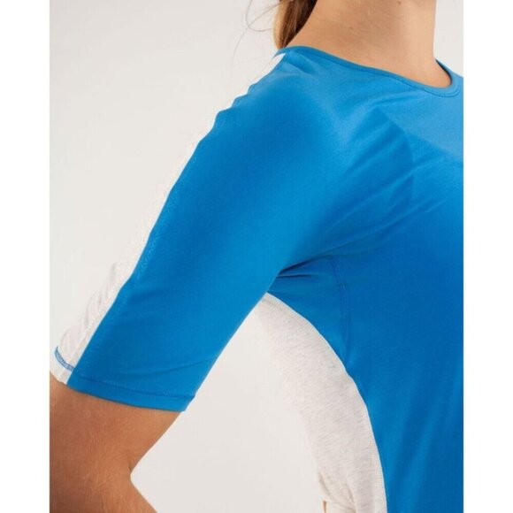 Lululemon Devotion Short Sleeve Tee 4 Beaming Blue Heathered Polar Cream NWT - Picture 12 of 15
